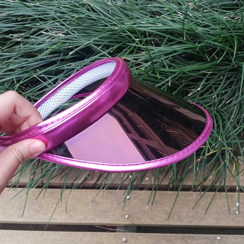 Beevarn Store 2 Pack Sun Visor Hats Women Men Clip-on Iridescent Clear Sport Outdoor Cap - Image 2